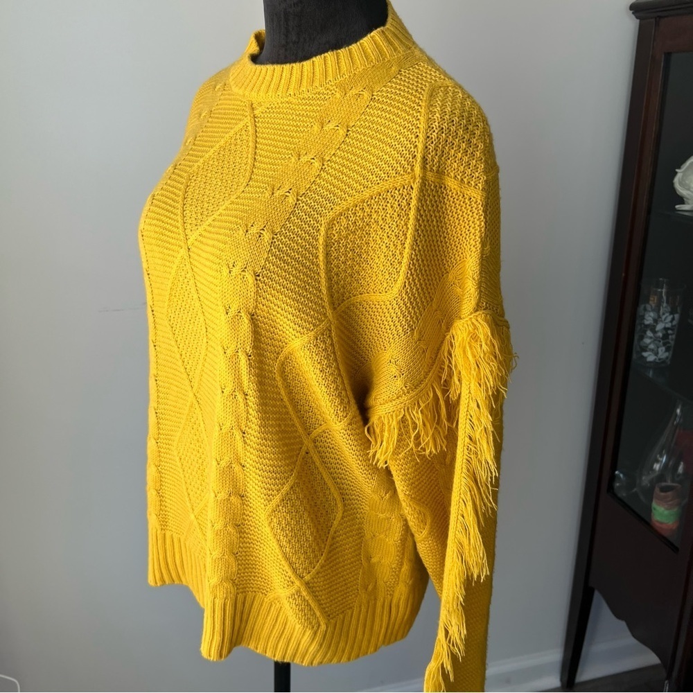 Simply Southern Mustard Cable Knit Sweater - L - Picture 3 of 5